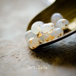 Rondelles blanc opal doré 7x5mm X15 Perles verre tchèque facetté