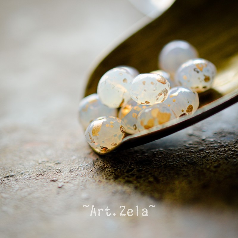 Rondelles blanc opal doré 7x5mm X15 Perles verre tchèque facetté