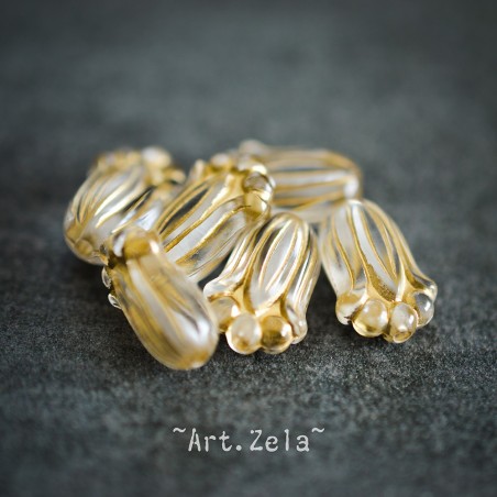 Tulipes style vintage transparent doré 12mm X20 Perles acrylique