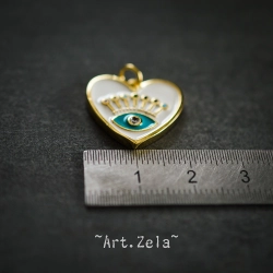 Pendentif cœur émaillé blanc 19mm X1 Pendentif laiton avec zircon