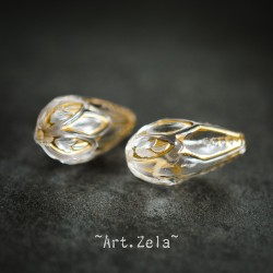 Perles gouttes sculptées cristal doré 21mm X10 Perles acrylique gravées