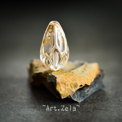 Perles gouttes sculptées cristal doré 21mm X10 Perles acrylique gravées