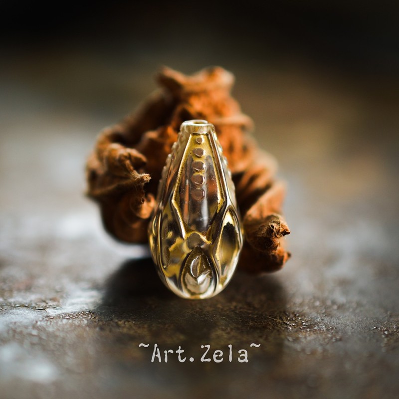 Perles gouttes sculptées cristal doré 21mm X10 Perles acrylique gravées
