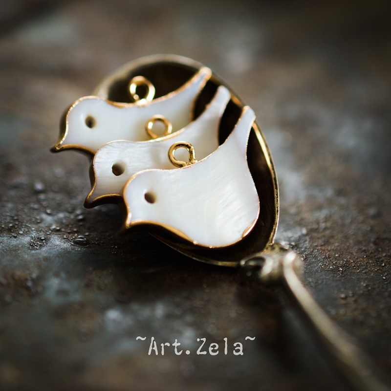 Pendentif oiseau nacre naturelle 25x16.5 mm X1 Pendentif laiton et nacre