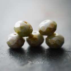 Rondelles vert pâle 9x6mm X8 Perles Verre Tchèque Premium Lustré