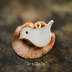 Pendentif oiseau nacre naturelle 25x16.5 mm X1 Pendentif laiton et nacre