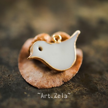 Pendentif oiseau nacre naturelle 25x16.5 mm X1 Pendentif laiton et nacre