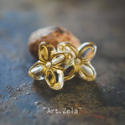 Fleurs au style vintage transparent doré 17mm X10 Perles acrylique