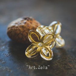 Fleurs au style vintage transparent doré 17mm X10 Perles acrylique
