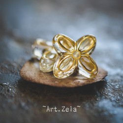 Fleurs au style vintage transparent doré 17mm X10 Perles acrylique