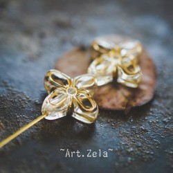 Fleurs au style vintage transparent doré 17mm X10 Perles acrylique