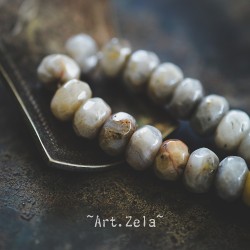 Agates facettées dominante gris 8mm X12 Perles gemmes Agate naturelle