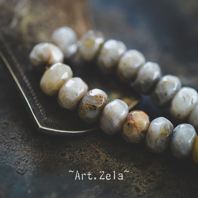 Agates facettées dominante gris 8mm X12 Perles gemmes Agate naturelle