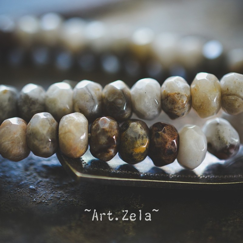 Agates facettées dominante gris 8mm X12 Perles gemmes Agate naturelle