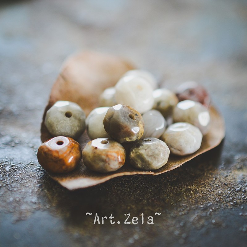 Agates facettées dominante gris 8mm X12 Perles gemmes Agate naturelle