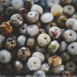 Agates facettées dominante gris 8mm X12 Perles gemmes Agate naturelle