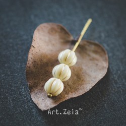 Perles cannelées blanc crème doré 8mm X20 Perles acrylique