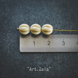 Perles cannelées blanc crème doré 8mm X20 Perles acrylique