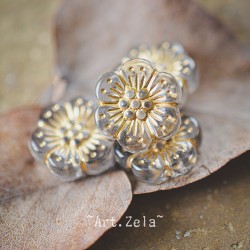 Fleurs transparentes gris clair doré 13mm X10 Perles acryliques