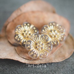 Fleurs transparentes gris clair doré 13mm X10 Perles acryliques