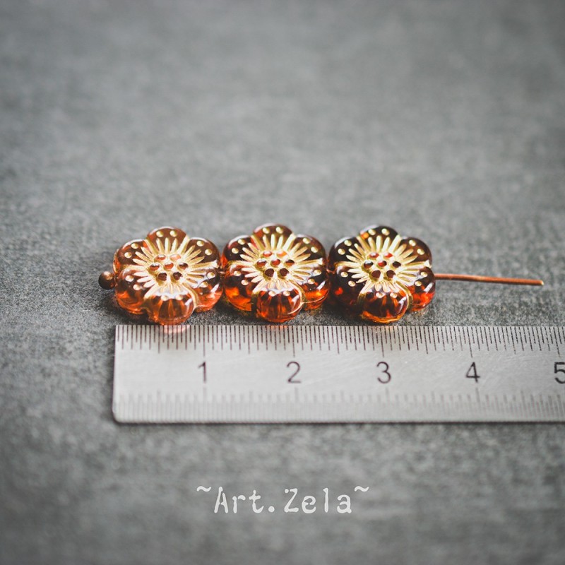 Perles fleurs mordorées 13mm X10 Perles acryliques