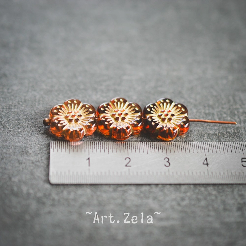 Perles fleurs mordorées 13mm X10 Perles acryliques