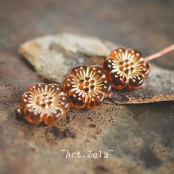 Perles fleurs mordorées 13mm X10 Perles acryliques