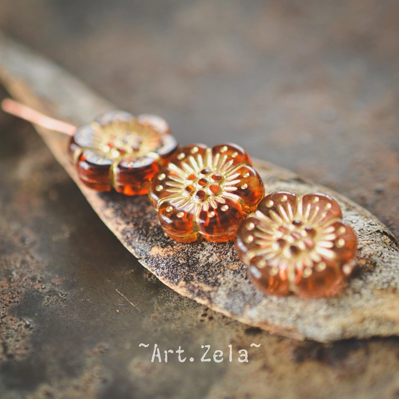 Perles fleurs mordorées 13mm X10 Perles acryliques