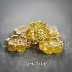 Perles fleurs jaune safran et doré 13mm X10 Perles acryliques