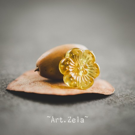 Perles fleurs jaune safran et doré 13mm X10 Perles acryliques