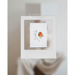 Carte postale aquarelle Rouge-gorge - Papier recyclé premium