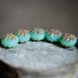 Cruellers turquoises 10mm X6 Perles verre tchèque facettes