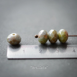Rondelles vert pâle 9x6mm X8 Perles Verre Tchèque Premium Lustré