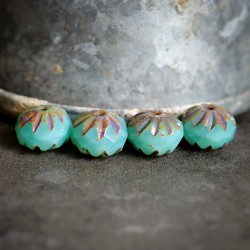 Cruellers turquoises 10mm X6 Perles verre tchèque facettes