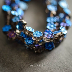 Fleurs hawaïennes bleues 6mm X25 Perles verre tchèque métallisé