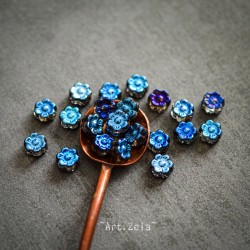 Fleurs hawaïennes bleues 6mm X25 Perles verre tchèque métallisé