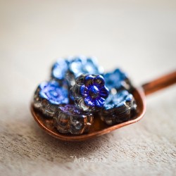 Fleurs hawaïennes bleues 6mm X25 Perles verre tchèque métallisé