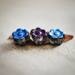 Fleurs hawaïennes bleues 6mm X25 Perles verre tchèque métallisé