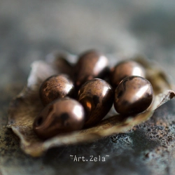 Perles gouttes bronze 7mm X40 Perles verre tchèque métallisé