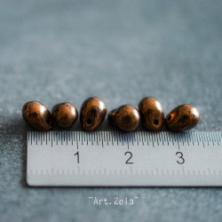 Perles gouttes bronze 7mm X40 Perles verre tchèque métallisé