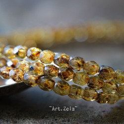 Facettes miel ambré 4mm X40 Perles verre tchèque Tortoise