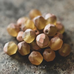 Perles facettes cuivre rose bronze 6mm X20 Perles verre tchèque mat