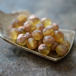 Perles facettes cuivre rose bronze 6mm X20 Perles verre tchèque mat