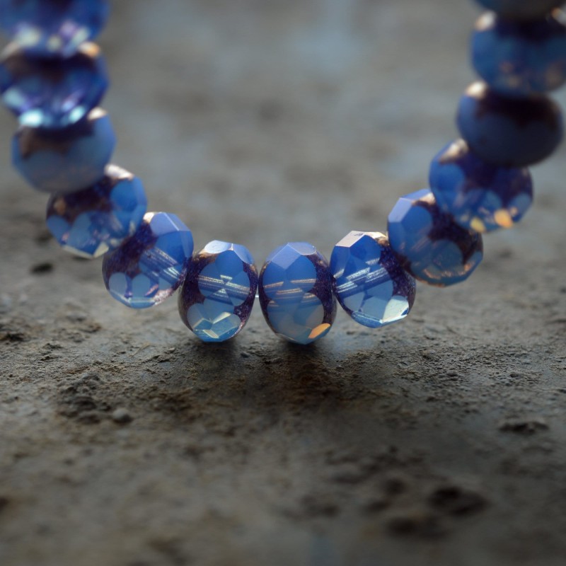 Rondelles facettes bleuet 8x6mm X8 Perles verre tchèque opalescent