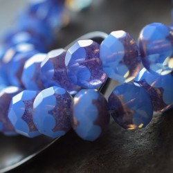 Rondelles facettes bleuet 8x6mm X8 Perles verre tchèque opalescent