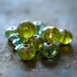 Rondelles mélange bleu vert 7x5mm X20 Perles verre tchèque