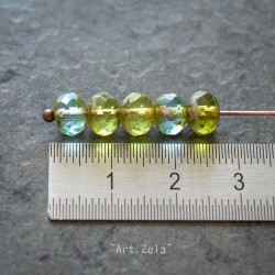 Rondelles mélange bleu vert 7x5mm X20 Perles verre tchèque