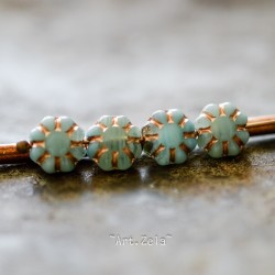 Fleurs de cactus bleu turquoise 9mm X20 Perles verre tchèque opalescent