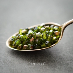 Facettes vert cuivre 4mm X50 Perles Verre Tchèque Premium
