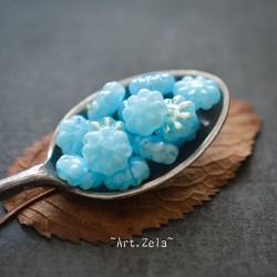 Fleurs de cactus bleu glacier 9mm X20 Perles verre tchèque opalescent